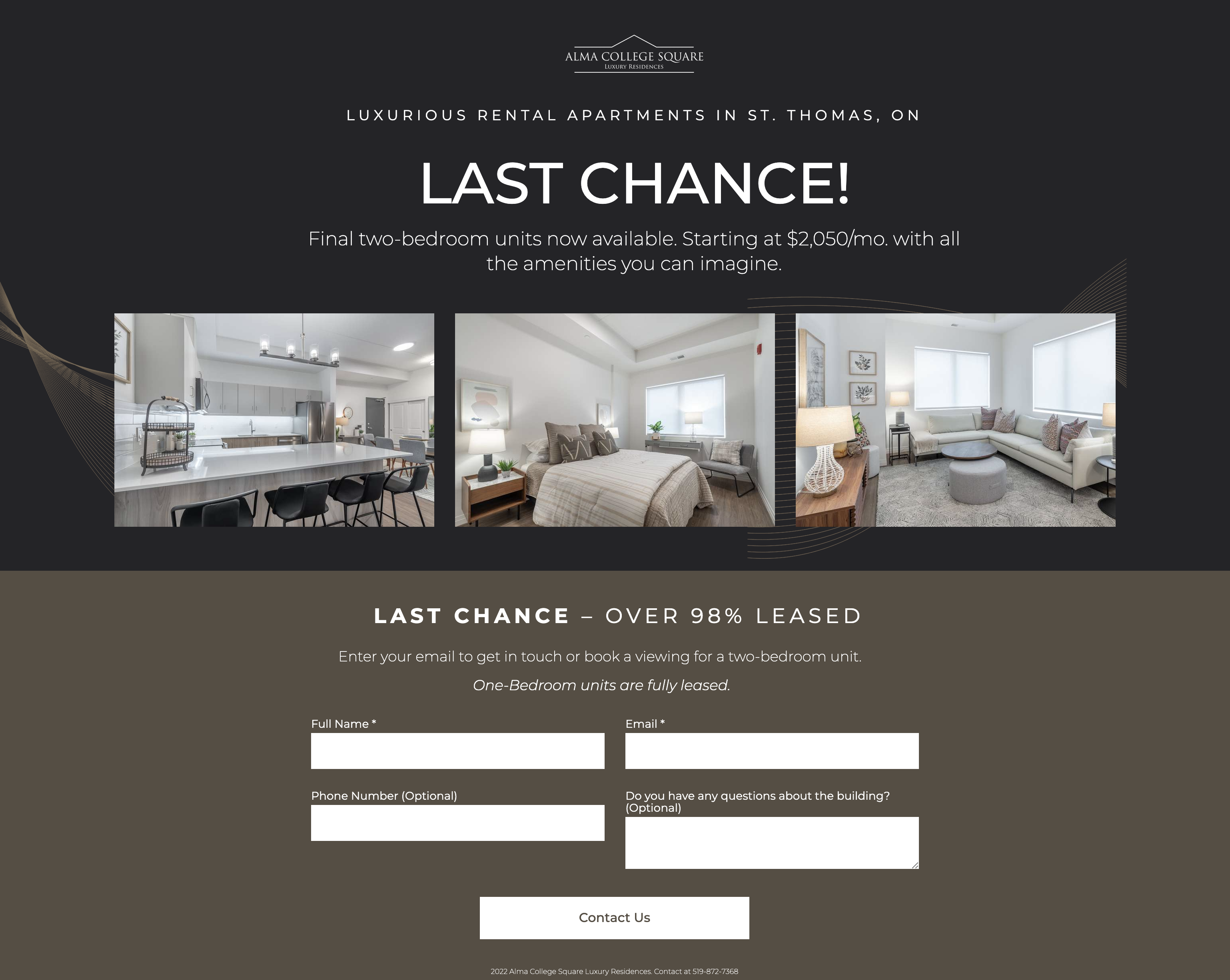 Screenshot of Alma College Square Luxury Residences Landing Page before engaging Rudow & Star.